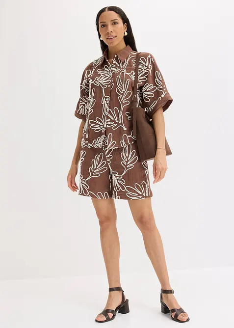 Shorts in puro cotone con ricamo, bonprix