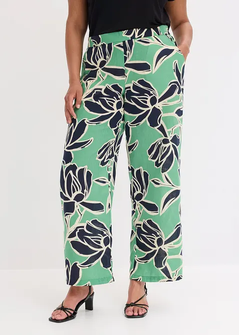 Pantaloni a palazzo effetto lino, bonprix