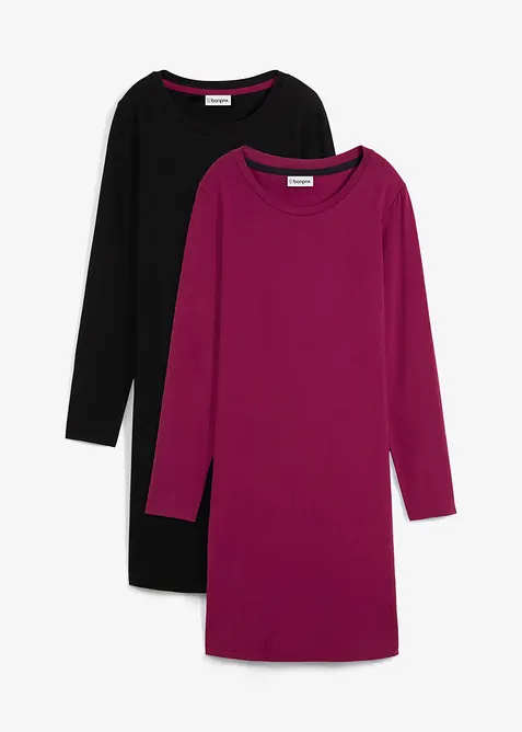 Abito in jersey aderente (pacco da 2), bonprix