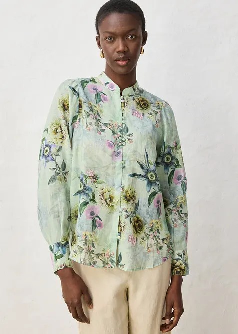 Blusa con volant in rami&egrave; rinfrescante, bonprix