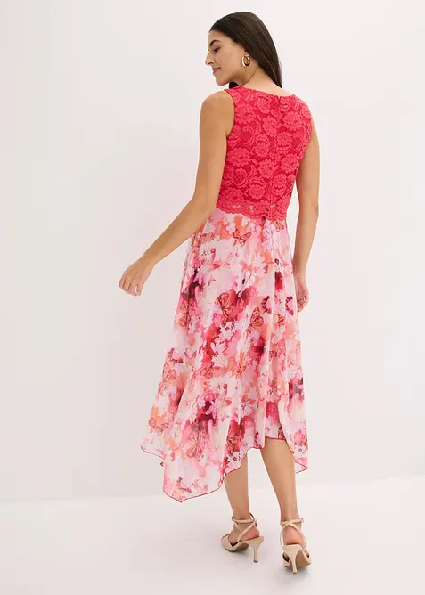 Abito in chiffon con pizzo fine, bonprix