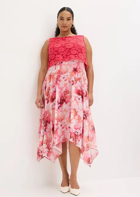 Abito in chiffon con pizzo fine, bonprix