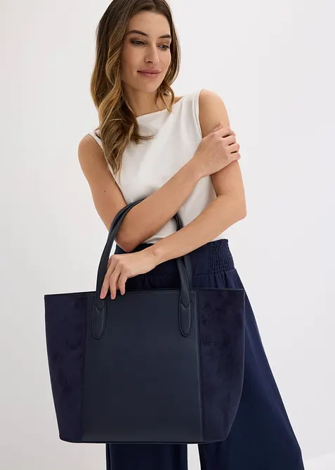 Borsa shopper grande in materiali misti, bonprix