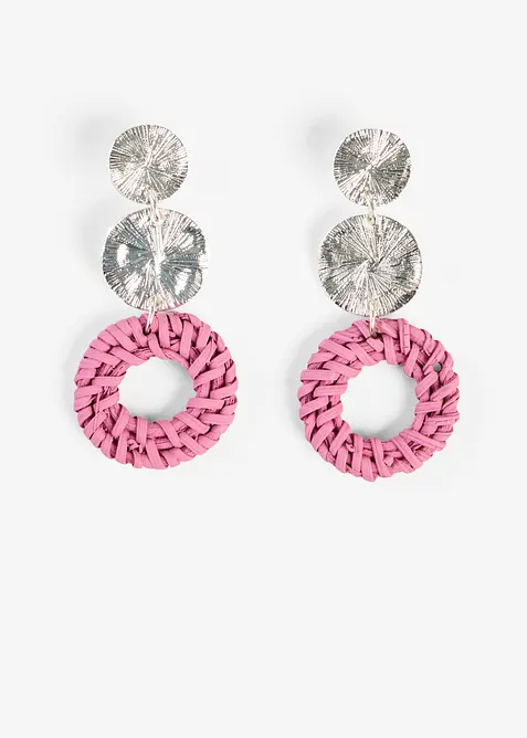 Orecchini a lobo con ciondolo in rattan, bonprix
