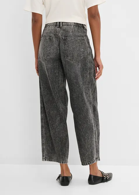 Jeans cropped a palloncino super morbidi, vita media, bonprix