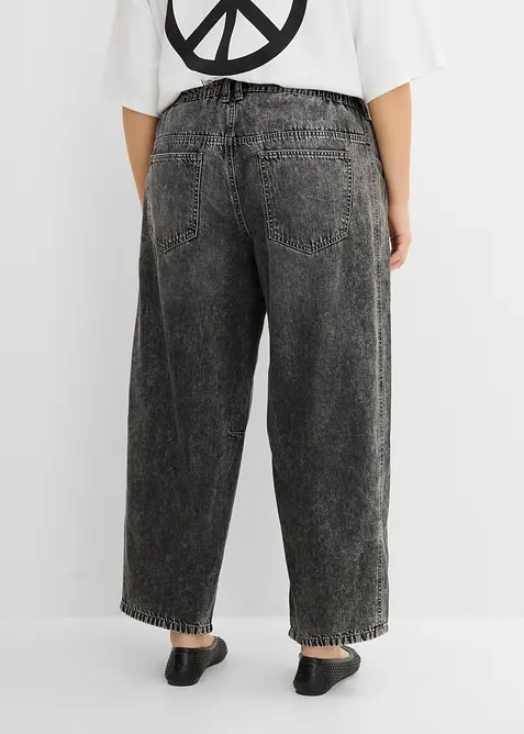 Jeans cropped a palloncino super morbidi, vita media, bonprix