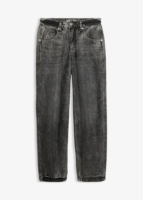 Jeans cropped a palloncino super morbidi, vita media, bonprix
