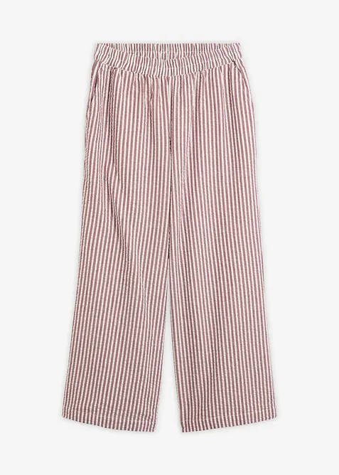 Pantaloni a palazzo cropped in seersucker, bonprix