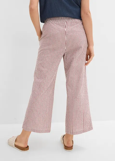 Pantaloni a palazzo cropped in seersucker, bonprix