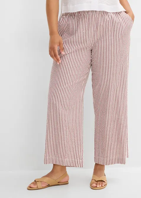 Pantaloni a palazzo cropped in seersucker, bonprix