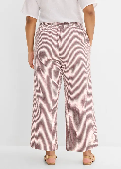 Pantaloni a palazzo cropped in seersucker, bonprix