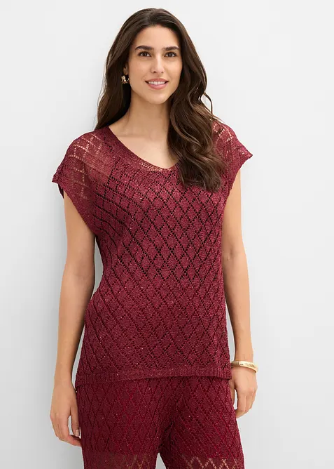 T-shirt in maglia con paillettes, bonprix