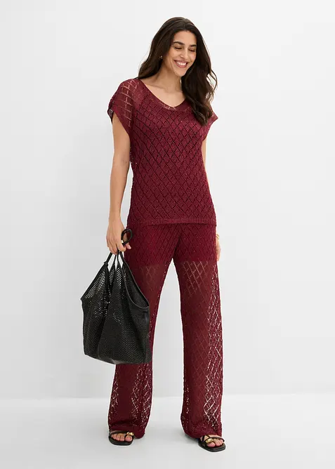 T-shirt in maglia con paillettes, bonprix