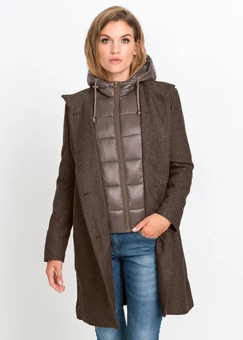 Cappotto corto in simil lana con effetto 2 in 1, bonprix