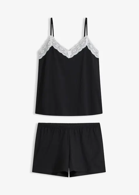 Pigiama estivo con pizzo raffinato, bonprix