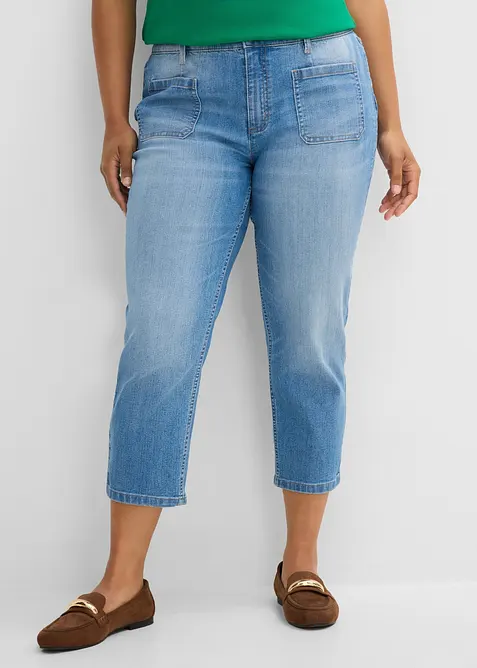Jeans cropped slim fit, vita alta, bonprix