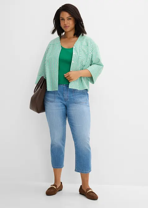 Jeans cropped slim fit, vita alta, bonprix