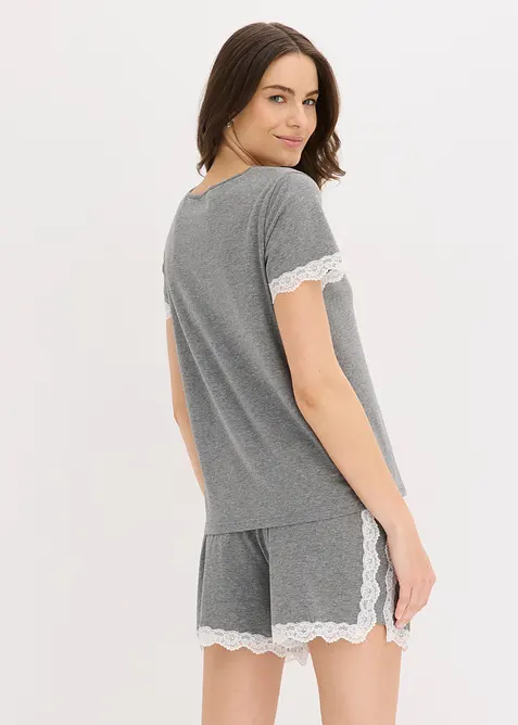 Pigiama estivo in puro cotone con pizzo, bonprix