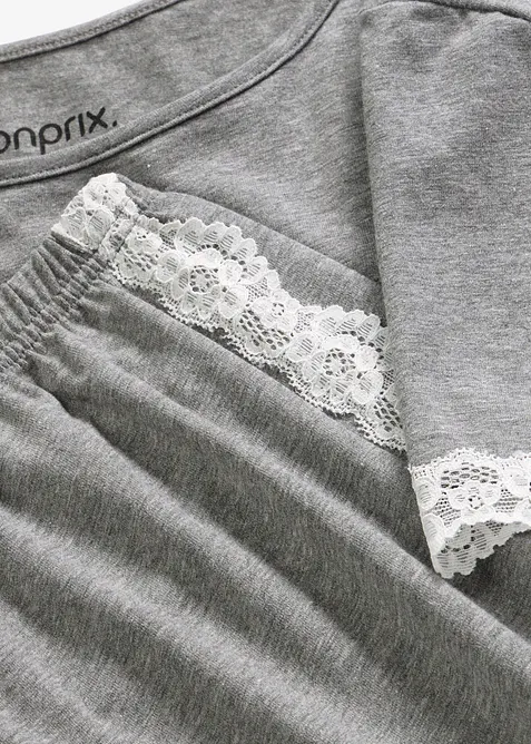 Pigiama estivo in puro cotone con pizzo, bonprix