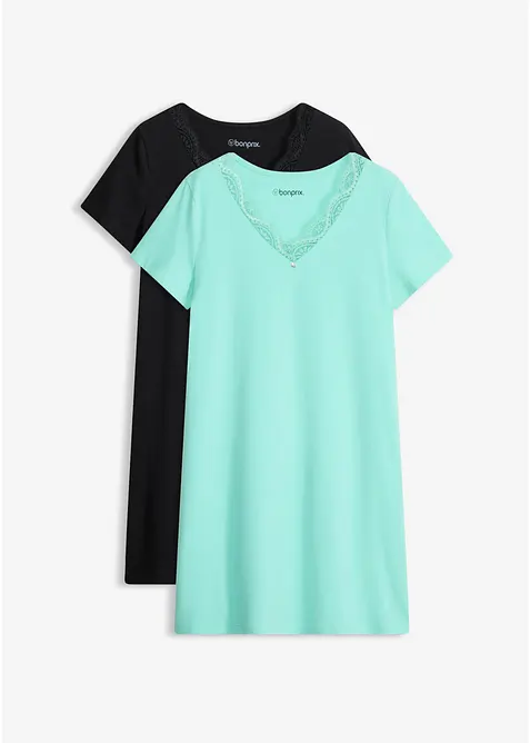 Camicia da notte in puro cotone (pacco da 2), bonprix