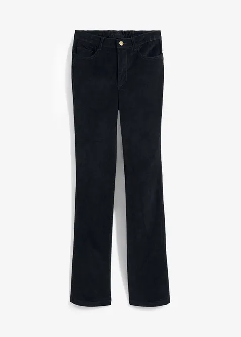 Pantaloni a zampa in velluto a coste elasticizzato con vita alta e comoda, bonprix