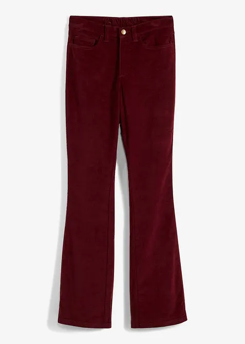 Pantaloni a zampa in velluto a coste elasticizzato con vita alta e comoda, bonprix