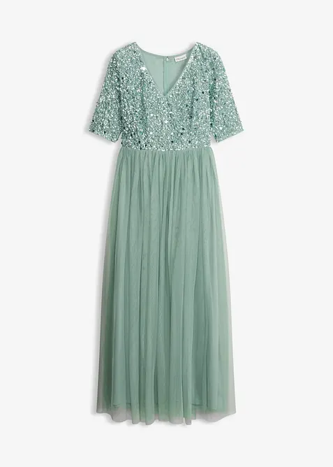 Abito da sera in tulle delicato con ricamo e paillettes, bonprix