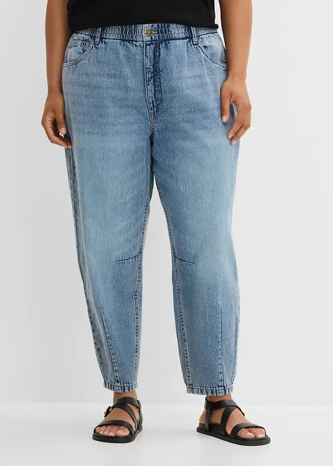 Jeans barrel cropped, vita alta, bonprix