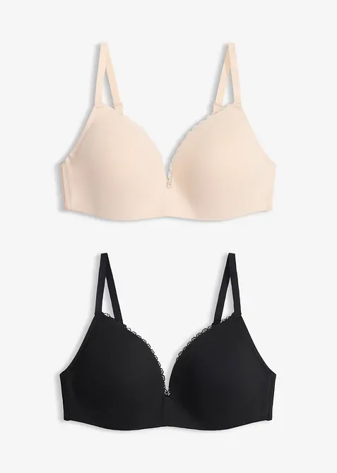Reggiseno senza ferretto con coppe preformate e cotone (pacco da 2), bonprix