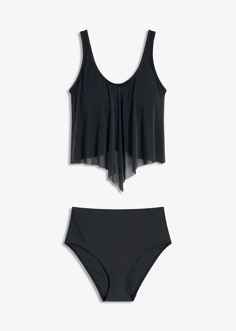 Tankini con mesh trasparente (set 2 pezzi), bonprix