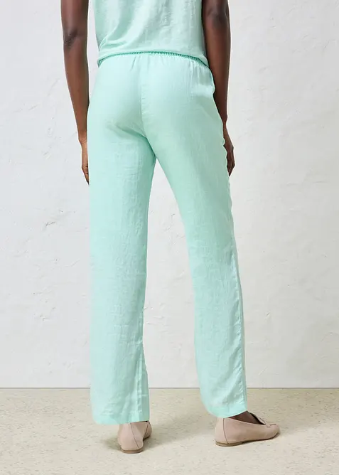 Pantaloni in puro lino con elastico in vita, bonprix