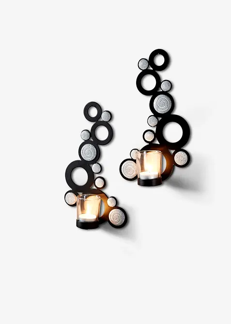 Portacandele da parete con pietre (set 2 pezzi), bonprix