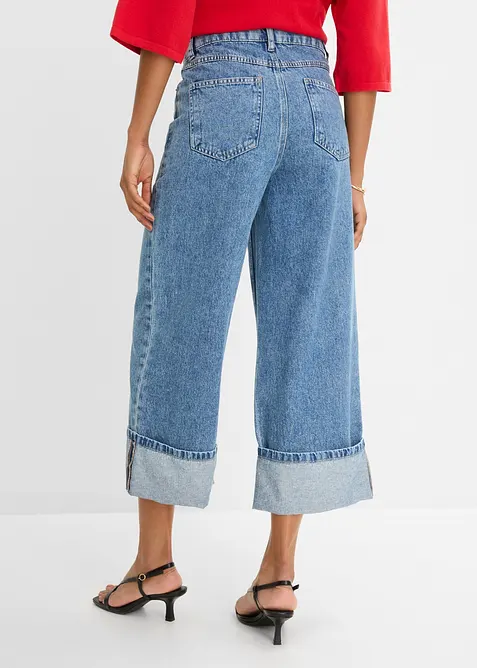 Jeans wide leg cropped, vita media, bonprix
