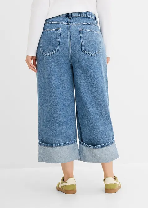 Jeans wide leg cropped, vita media, bonprix