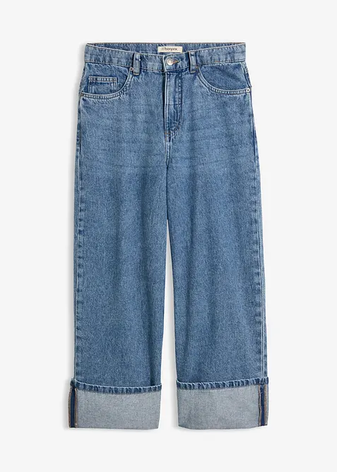 Jeans wide leg cropped, vita media, bonprix