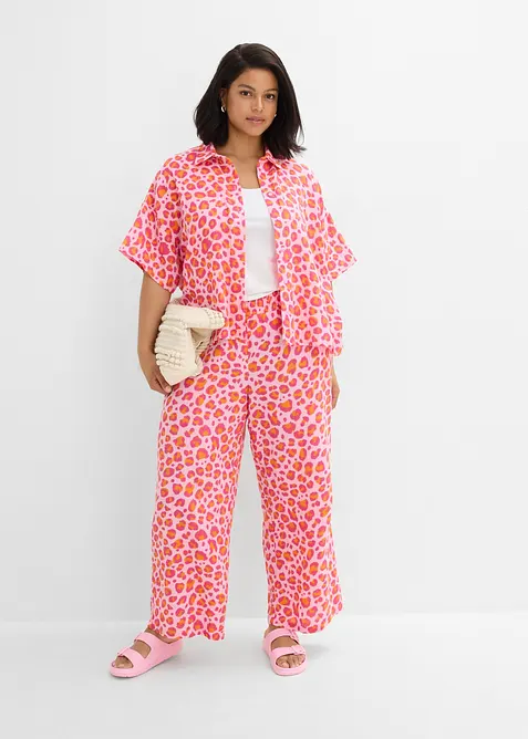 Pantaloni con elastico in vita in mussola vaporosa, bonprix