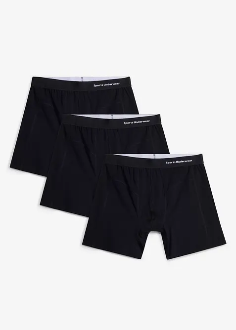 Boxer aderenti di media lunghezza con cotone biologico (pacco da 3), bonprix