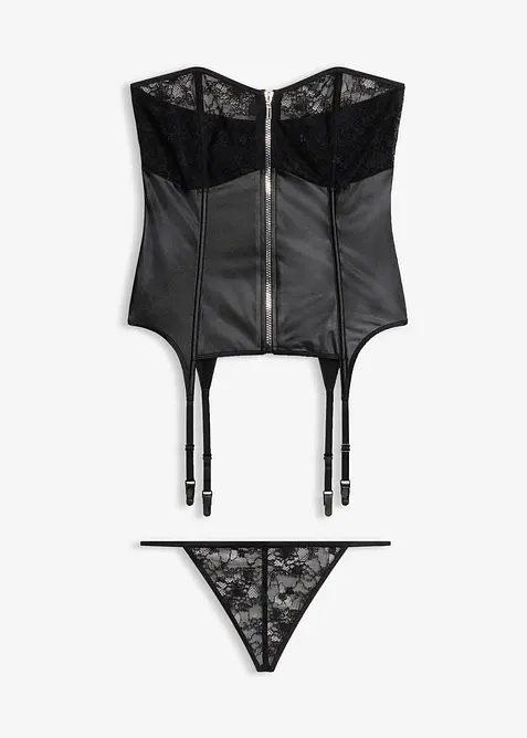Corsetto con reggicalze e perizoma (set 2 pezzi), bonprix