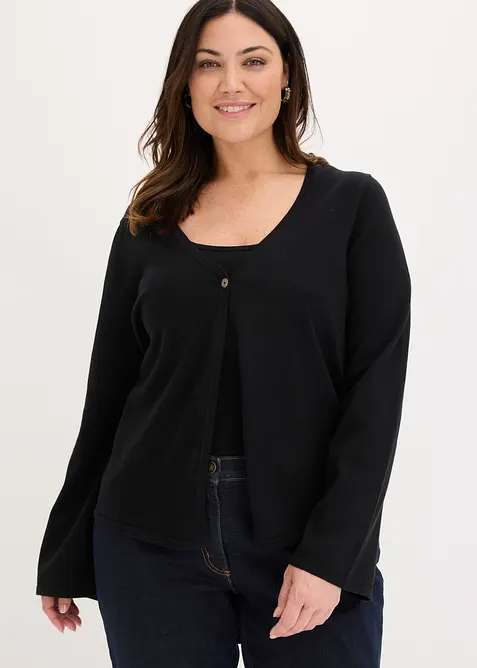 Cardigan in filato fine di misto cotone, bonprix