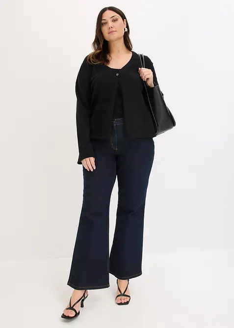 Cardigan in filato fine di misto cotone, bonprix