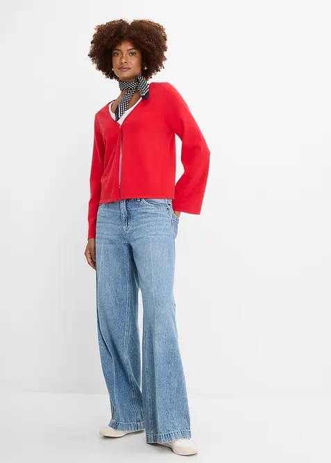Cardigan in filato fine di misto cotone, bonprix