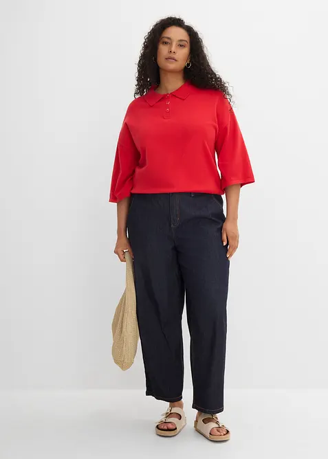 Maglione a polo in misto cotone, bonprix