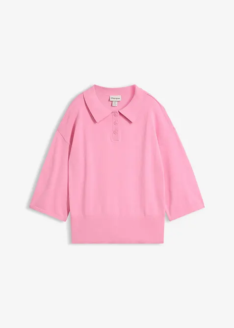 Maglione a polo in misto cotone, bonprix