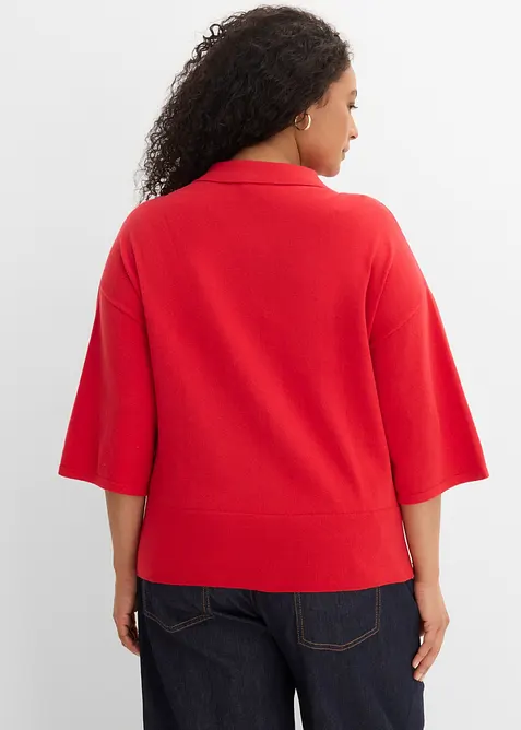 Maglione a polo in misto cotone, bonprix