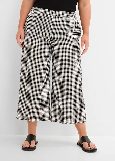 Pantaloni in seersucker di puro cotone con elastico in vita, bonprix