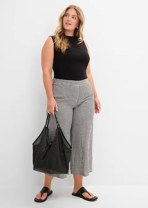 Pantaloni in seersucker di puro cotone con elastico in vita, bonprix