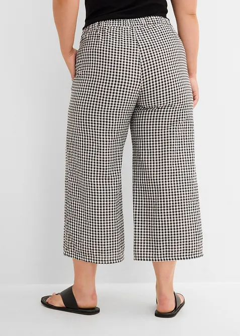 Pantaloni in seersucker di puro cotone con elastico in vita, bonprix