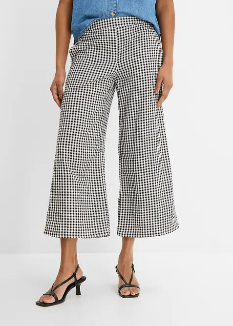 Pantaloni in seersucker di puro cotone con elastico in vita, bonprix