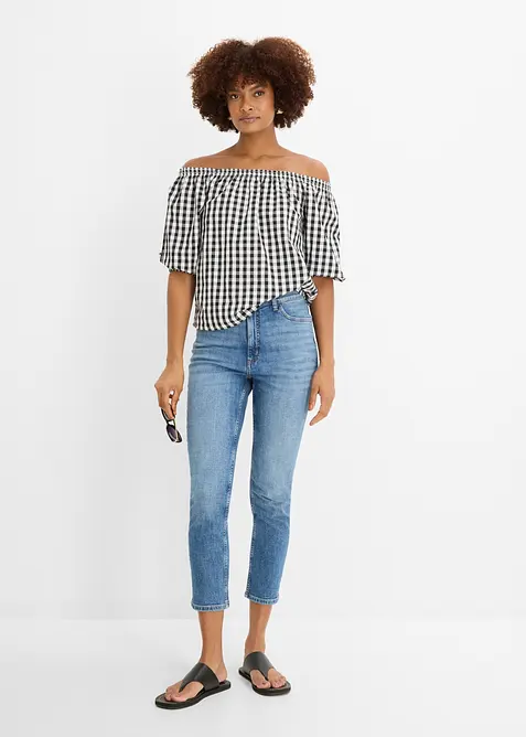 Jeans cropped slim fit, vita alta, bonprix