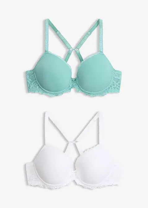 Reggiseno con coppe preformate e pizzo delicato (pacco da 2), bonprix